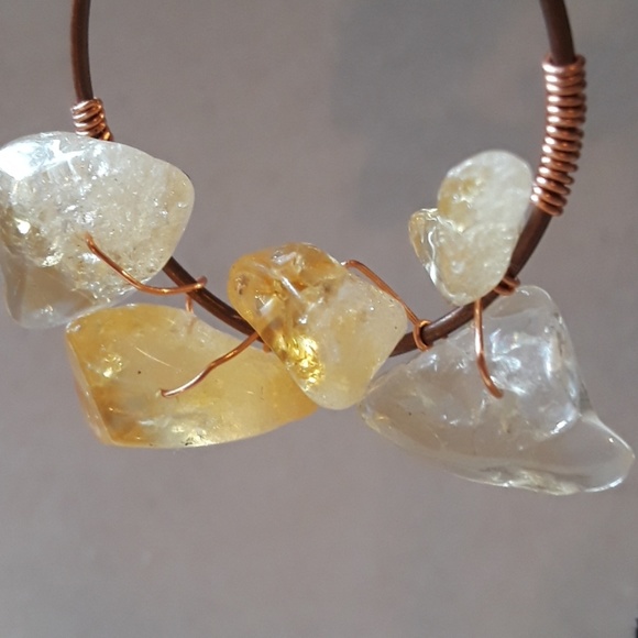 NWT *Sale* Citrine stone Copper Hoop Earrings - Picture 2 of 2